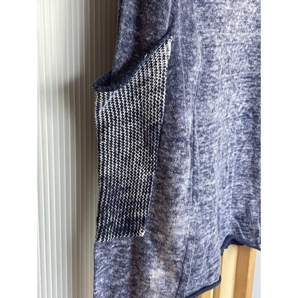 Democracy Distressed Blue Lightweight Knit Sweater Womens Sz M Top Boho Grunge - Picture 3 of 8